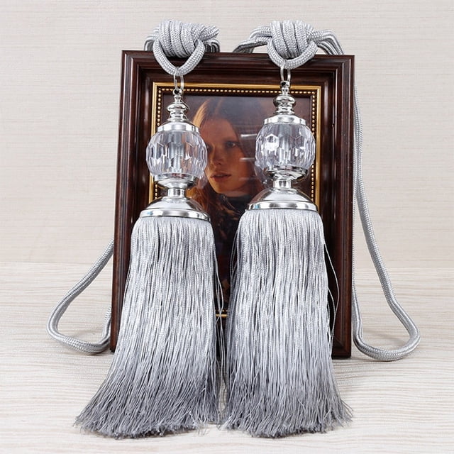 Leke - 2 alzapaños de lujo para cortinas, con borlas y bolas decorativas