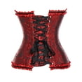thumbnail image 4 of VASLANDA Women's Lace up Boned Plus Size Overbust Corset Bustier Top with G-String, 4 of 6