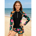 thumbnail image 3 of Lanbubble Girl Swimsuit for Teens 2 Piece Long Sleeve Rash Guard Bathing Suits Padded Girls Swimwear 11-16Y, 3 of 7