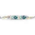 thumbnail image 3 of 925 Silver and 10K Yellow Gold Simulated White Opal, Blue Moissanite and White Lab Grown Diamond Bracelet for Women | 2.02 Cttw | Gemstone October Birthstone | Round Cabochon 5MM | Fully Adjustable 9", 3 of 5