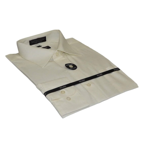 Mens Milani dress shirt soft cotton Blend easy wash business long sleeves Ivory
