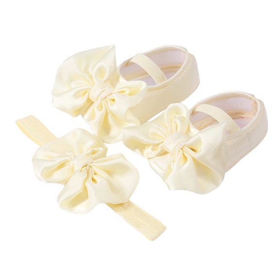 Luvior Newborn Baby Shoes With Hair Band Fashion Soft Soled Newborn Shoes Versatile Dress Flower Shoes Newborn Shoes Fashionable Footwear, 0-6 Months