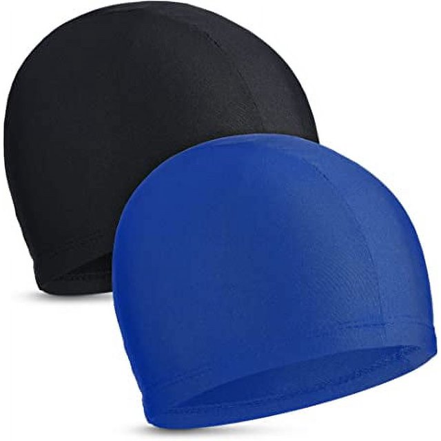 Gorros de Natación ZHAOCHENG Piezas Negro y Azul Cómodo Tejido Antideslizante Ligero para Mujeres Hombres Niños