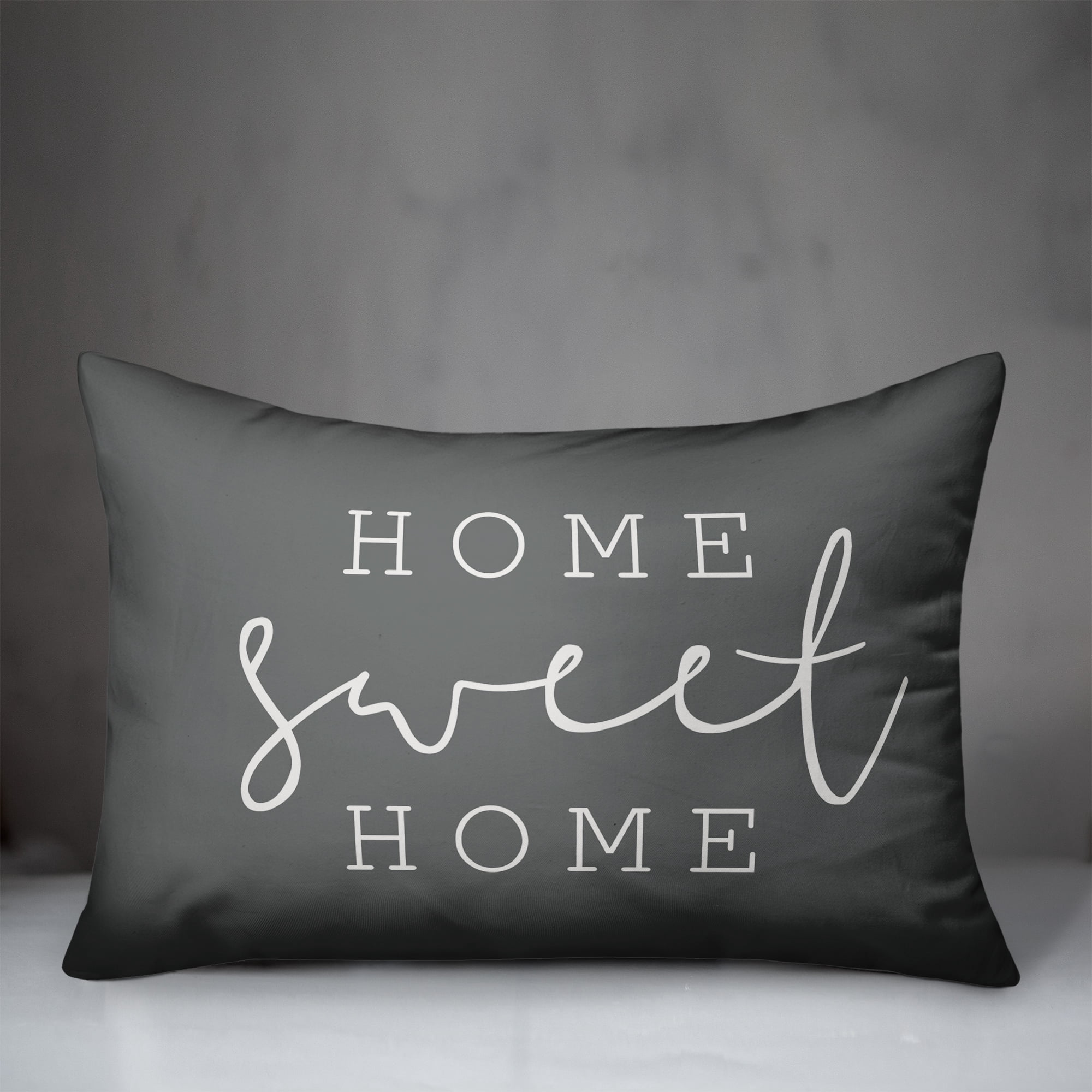 Creative Products Home Sweet Home Thin Script Grey and White 14x20 Indoor / Outdoor Pillow