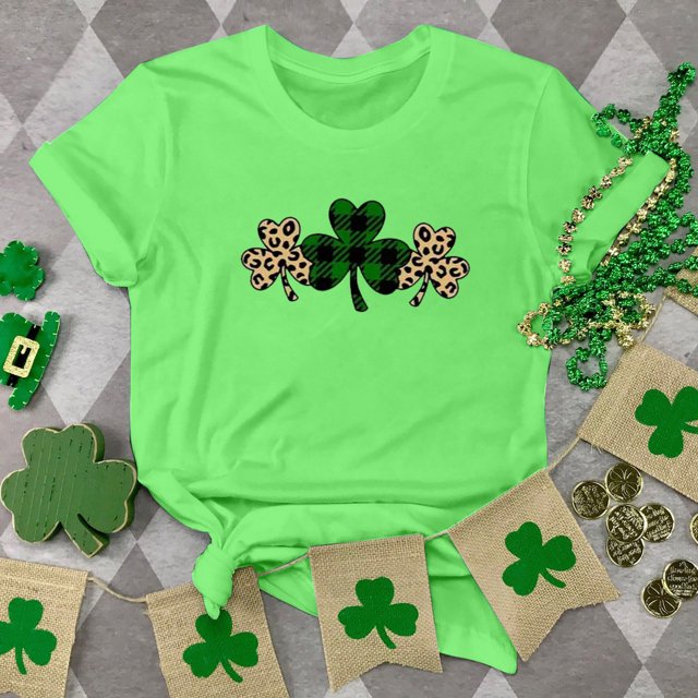 T-shirt de la Saint-Patrick pour Femmes Mode Col Rond Imprimé Manches Courtes T-shirt Décontracté Ample Hauts T-Shirts de la Saint-Patrick pour Femmes