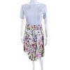 Pre-owned|Escada Womens Side Zip Closure Lined Floral Print White A-Line Skirt Size 36