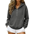 thumbnail image 4 of Women's Half Zip Hoodie Oversized Fleece Pullover Sweatshirt Drop Shoulder Kangaroo Pocket Cozy Fall Tops, S-2XL, 4 of 9