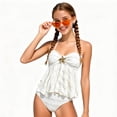 thumbnail image 5 of Tigivemen Girl's 2 Piece Swimsuit Size 7-8 Years White Swim Suits for Teen Girls Metal Starfish Bikini Swimsuits Flowy Kids Bathing Suit Sets, 5 of 6