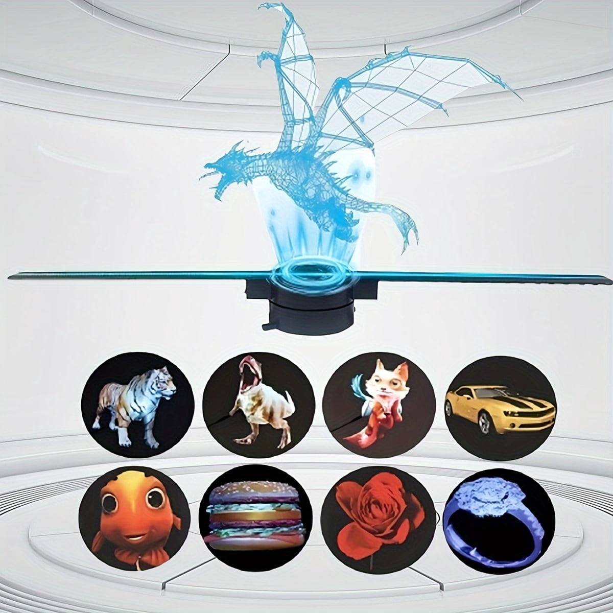 3D Holographic Fan Display – 15.75 Inch LED Projector with 244 LEDs, APP and Remote Control, High-Definition 3D Visuals for Halloween, Christmas, Business, Store Signs, Bars, Parties