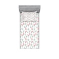 thumbnail image 2 of Ambesonne Floral Fitted Sheet & Pillow Sham Set, Rose Petals Blossoms, Full, Pale Pink Turquoise, 2 of 3