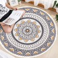thumbnail image 4 of Alfombra redonda de algodón tejido con flecos, lavable, antideslizante, absorbente, estampado bohemio, para sala de estar, dormitorio, cocina, lavadero, 120cm JAMW Sencillez, 4 of 5