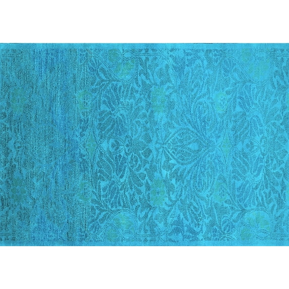 Ahgly Company Indoor Rectangle Oriental Light Blue Industrial Area Rugs, 7' x 9'