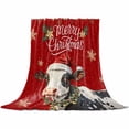 thumbnail image 2 of Merry Christmas Throw Flannel Blanket 40x50In Xmas Hat Cow Bell Snowflake Red Background Super Soft Cozy Bed Blanket, Lightweight Plush Fuzzy Bed Throw for Bedroom Sofa Couch Living Room, 2 of 4