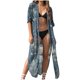 thumbnail image 1 of Mujer moda Casual Sexy verano manga corta estampado gran tamaño protector solar playa vacaciones largo gasa cárdigan blusa Pompotops qwe20394, 1 of 8