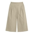 thumbnail image 5 of Khunlpohl Womens Capri Pants Plus Size Wide Legs Palazzo Elastic High Waist Pant Casual Baggy Plain Capris Trousers with Pockets, 5 of 7