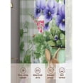 thumbnail image 6 of Spring Easter Sheer Curtains 96 Inch Length 2 Panels Set Window Treatments, Purple Floral Summer Botanical Green Plaid Rod Pocket Semi Curtains for Living Room/Bedroom/Kitchen Décor, 104"W x 96"L, 6 of 7