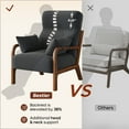 thumbnail image 6 of Bestier Mid-Century Modern Accent Chair with Solid Wood Frame & Pillows, 37" Upholstered Reading Lounge Chair for Living Room, Bedroom, Grey, 6 of 10