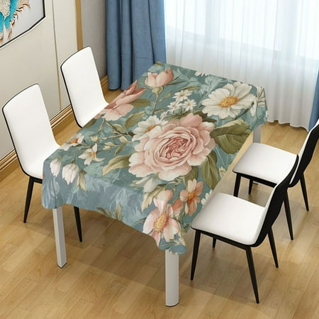 

60x90 Inch Tablecloth Polyester Square Tablecloth for Home Kitchen Dinner Decor Daisies and Lilies