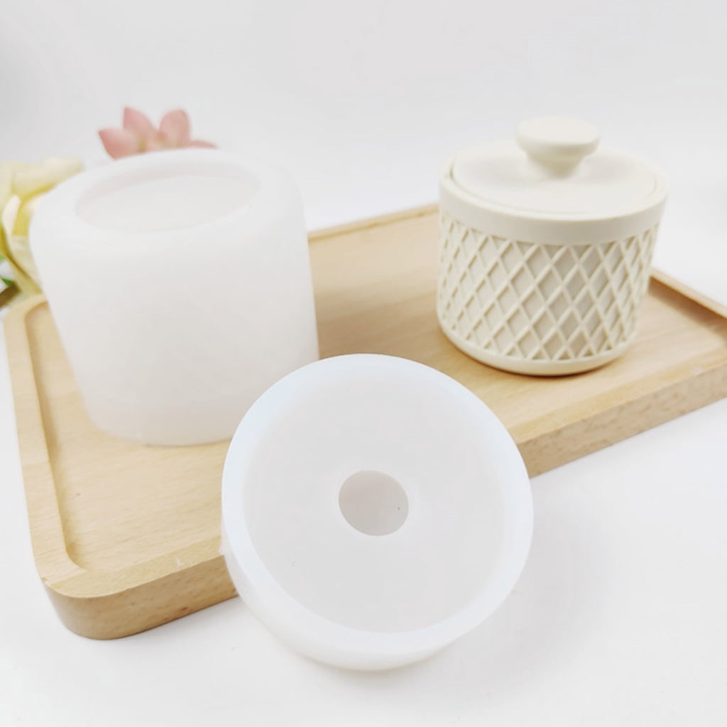 BQBQERT 2 Pcs Epoxy Resin Silicone Birthday Candle Cup Jar Storage Box Mold for Home Decoration Jewelry Storage