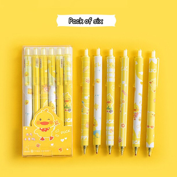 Bolígrafo de Gel Kawaii de 0,5mm, accesorios de oficina retráctiles para estudiantes, suministros escolares de dibujos animados, papelería, 6 uds. Por juego