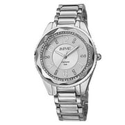 August Steiner Women's Diamond Watch - 12 Genuine Diamond and Arabic Numeral Hour Markers On A Bracelet Watch - AS8122 (Silver)