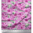 thumbnail image 1 of Soimoi Pink Cotton Poplin Fabric Flower Watercolor Print Fabric by The Yard 42 Inch Wide, 1 of 3