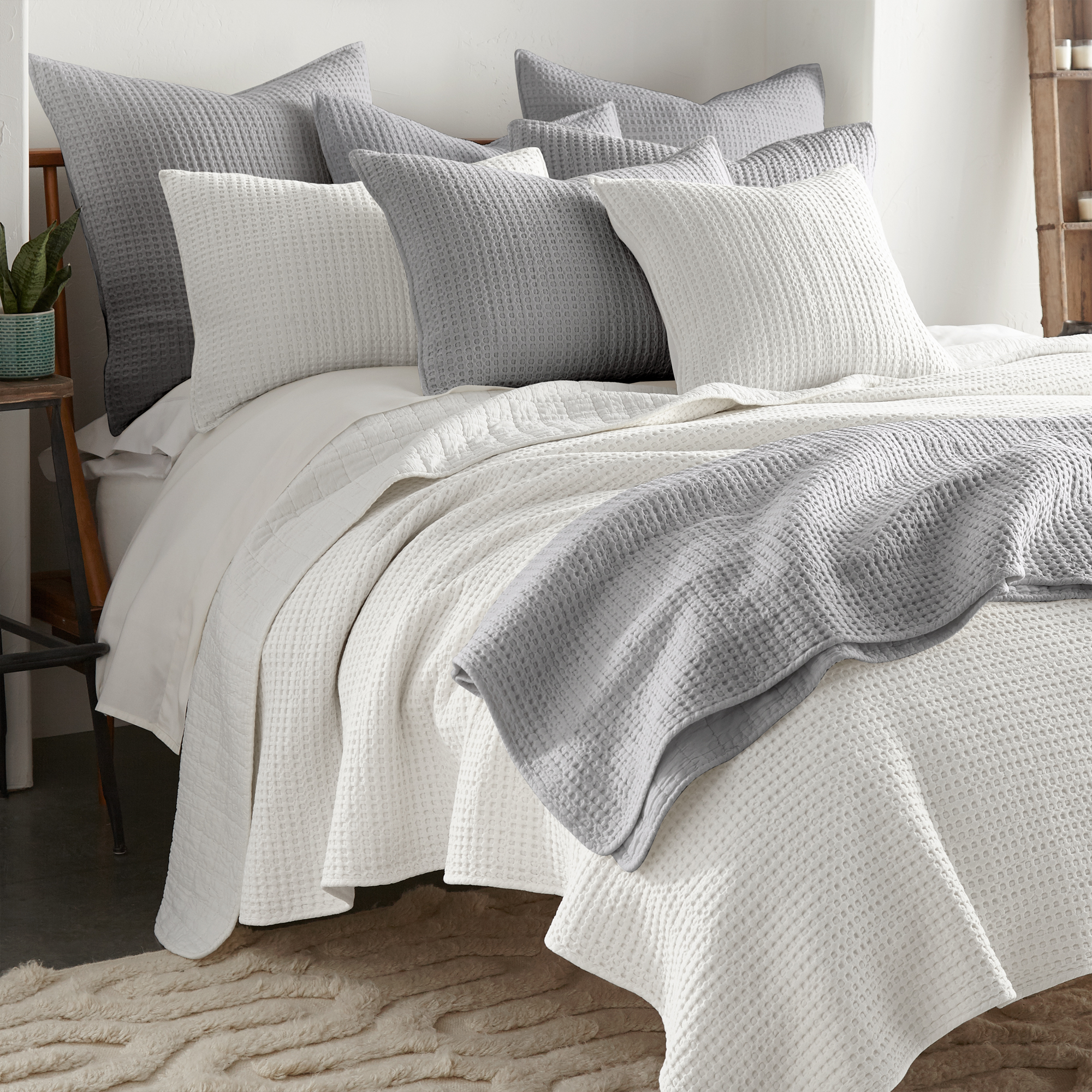 Levtex Home - Mills Waffle - Full/Queen Quilt Set - Cream Cotton Waffle - Quilt Size (88 x 92in.), Sham Size (26 x 20in.) - image 4 of 7