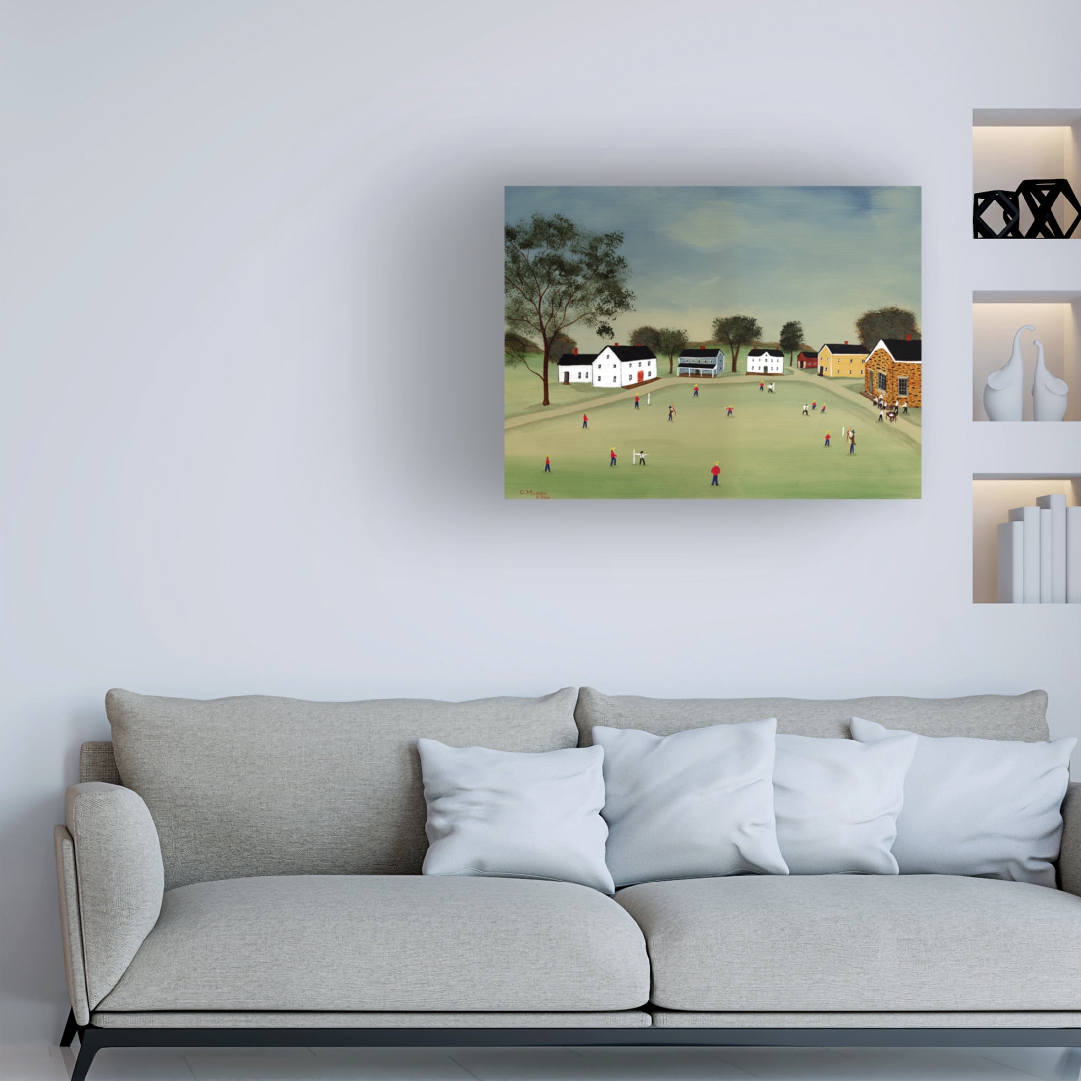 Canvas Wall Art - C Munro 'Town Ball on the Village Green' Wall Art for Living Room, Bedroom, or Office Décor by Trademark Fine Art - 32 x 24 Inches