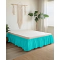 thumbnail image 2 of Turquoise Plaid Wrap Around Bed Skirts for Queen Bed 16" Drop,Bed Skirt with Adjustable Elastic Belt Dust Ruffle Bed Valance for Bedroom Hotel Geometric Leaf Diamond Morocco Abstract Bed Frame Cover, 2 of 7
