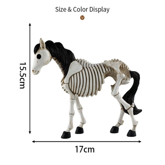 Clearance Under $9.9! 1PC Halloween Skeleton Horse Statue, Resin Gothic Ornament for Desk & Mantel, Resin, (One Size, Black)