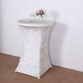 thumbnail image 3 of BalsaCircle White Round Fitted Cocktail Table Cover Crushed Velvet Tablecloth Party Events Decorations Supplies, 3 of 8