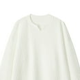 thumbnail image 4 of Fengqque Men's Fashion Casual Solid Color Long Sleeved V-neck Loose Knit Pullover Sweater White XS, 4 of 6