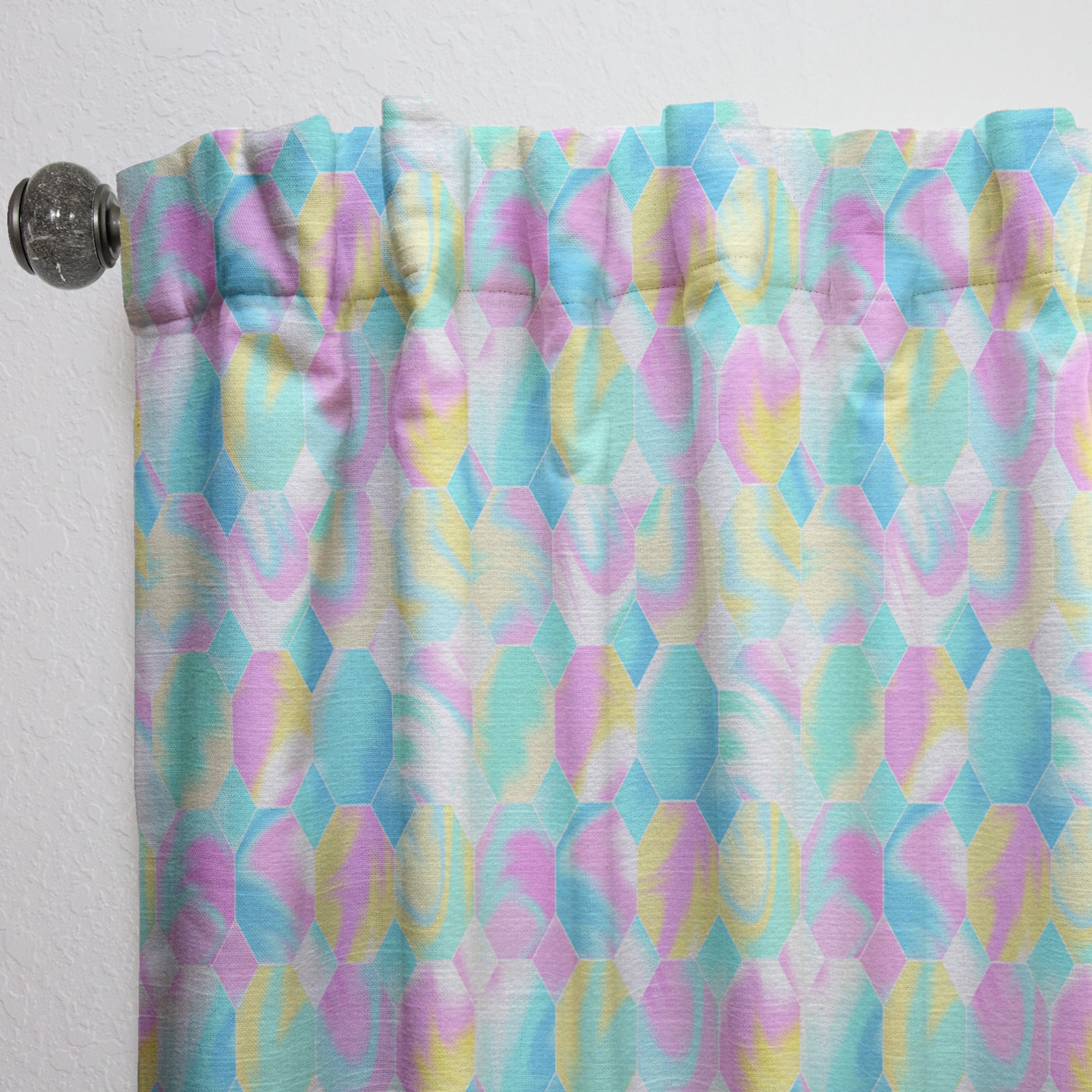 Designart 'Holographic Light Blue and Pink Pattern' Modern & Contemporary Curtain Panel