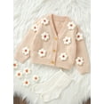 thumbnail image 6 of Yunliwuli Baby Girl Cardigan, Long Sleeve V Neck Button Closure Flower Winter Warm Knit Sweater Infant Clothes, 6 of 10