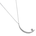 thumbnail image 4 of Diamoness Women's CZ Silver Plated Crescent Moon and Star Pendant Necklace, 18", 4 of 4