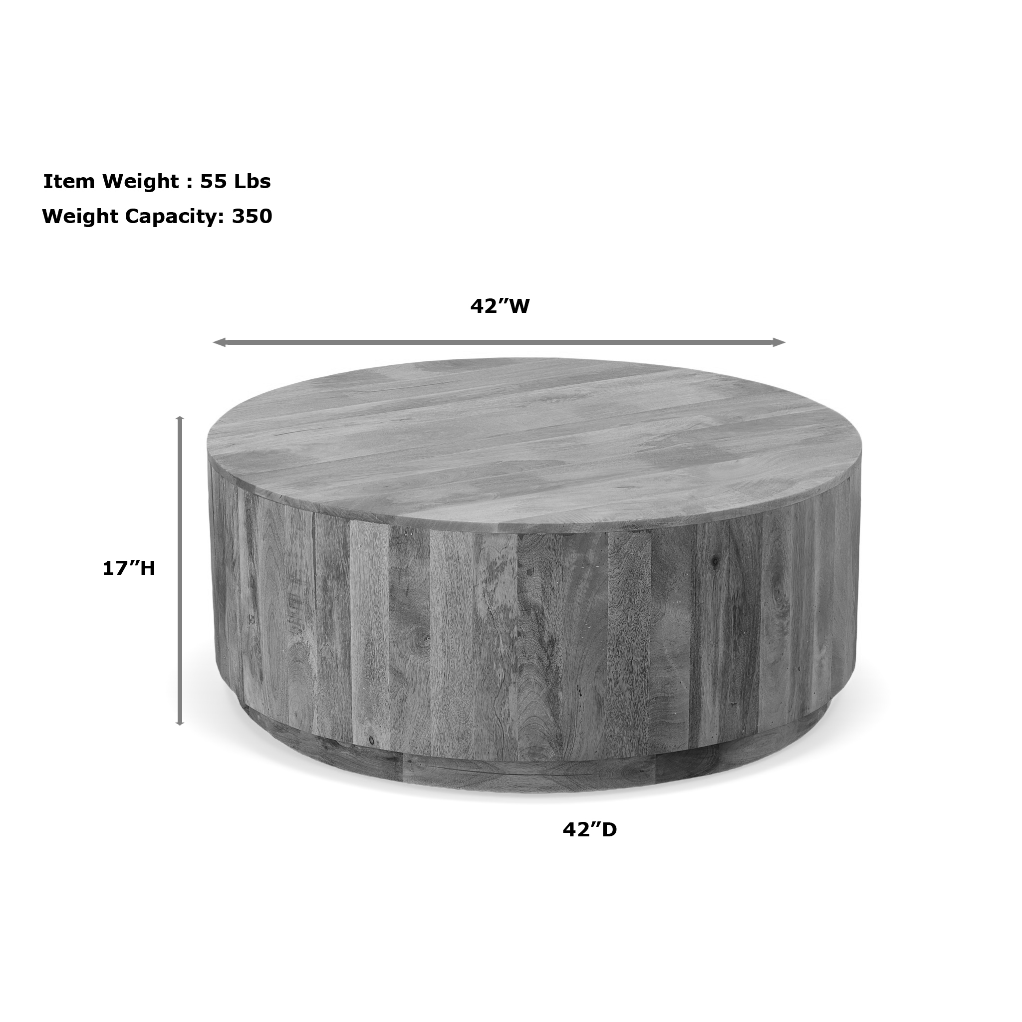 Tamia 42" Round Wooden Coffee Table - Chestnut