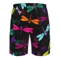 thumbnail image 6 of Kll Colorful Dragonflies Men'S Casual Summer Beach Shorts Hawaiian Shorts With Pockets-Small, 6 of 9