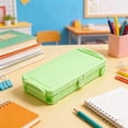 thumbnail image 2 of Qocolcyl Plastic Pencil Box Large Capacity Pencil Case Crayon Box with Snap Tight Lid,Watercolor Pen Storage Brush Stackable Organizer Drawing Tools Container for Home Ofice Supply (Green), 2 of 10