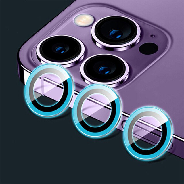 Protector de lente de cámara para IPhone 11, 12, 13, 14 Pro Max, Protector de anillo de Metal, vidrio de lente para IPhone 12, 13 Mini, 14Plus, 14Pro Max
