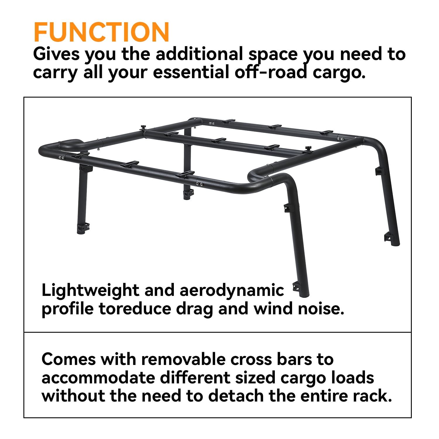 Kojem Roof Rack Kit with Cross Bar for 2007-2010 Jeep Wrangler JK 2-Door Hardtop
