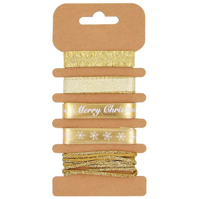 5 Cinta de grosgrain metálica de Feliz Navidad, 5 uds., para envolver regalos con lazo para el pelo Diy