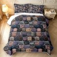 Erosebridal Purple Cobblestones Twin Quilt Set,Vintage Stone Pattern ...