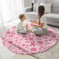 thumbnail image 3 of Pink Breast Cancer and Pioneer Flower Love Round Blanket,Comfortable Soft Flannel Throw Blanket,All Season,Warm Lightweight Blankets for Sofa Bed Couch Living Room Chair 47"x47", 3 of 5