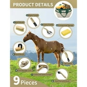 Complete 9 Piece Horse Grooming Kit with Tote Bag, Horse Brush Set for Effective Grooming and Bathing, Professional Equine Coat Care Supplies for Horse Riders