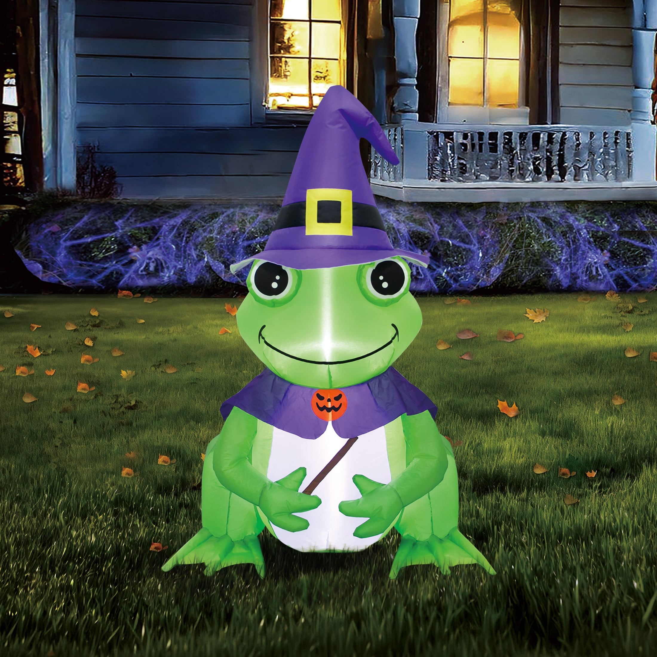 Wizard Frog Airblown Yard Inflatable, Purple and Green, 3.5', Halloween by Way To Celebrate