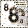 thumbnail image 2 of Cartoon Crown Number 8 Birthday Candle - Glittery Royal Sparkle Design with Crystal Accents - for 8th Birthday Parties, Cake Toppers, Celebrations, Anniversary Events, 2 of 5