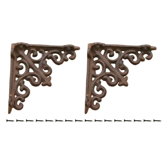 Midwest Craft House 3 3/4" X 3 3/4" Cast Iron Wall Mounted Brackets, Antique Brown Pack of 2