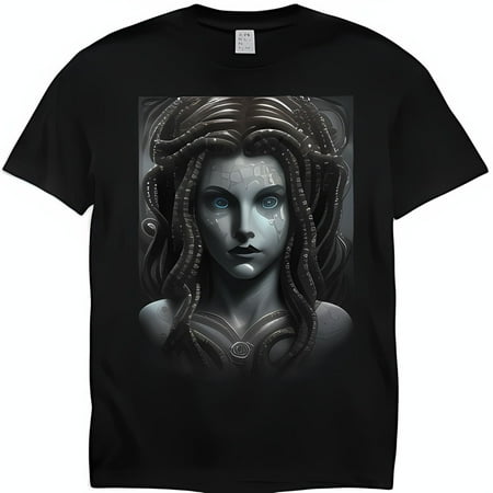 Design Black T-Shirt with Blue Eyes and Silver Jewelry Unique T-Shirt