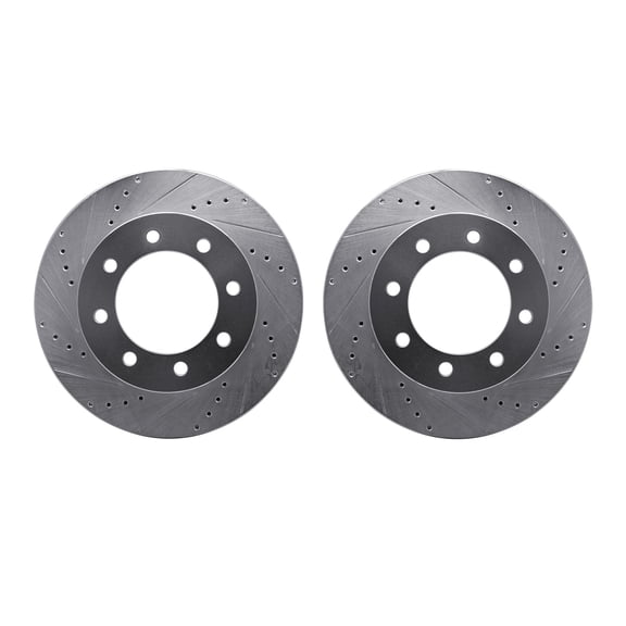 Dynamic Friction Company Front Brake Rotors-Drilled and Slotted-Silver 7002-54047