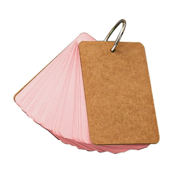 SLYNSHome Blank Flash Cards With Rings Note Card Pad for Classroom Office Learning language or DIY Greeting Cards (Pink)